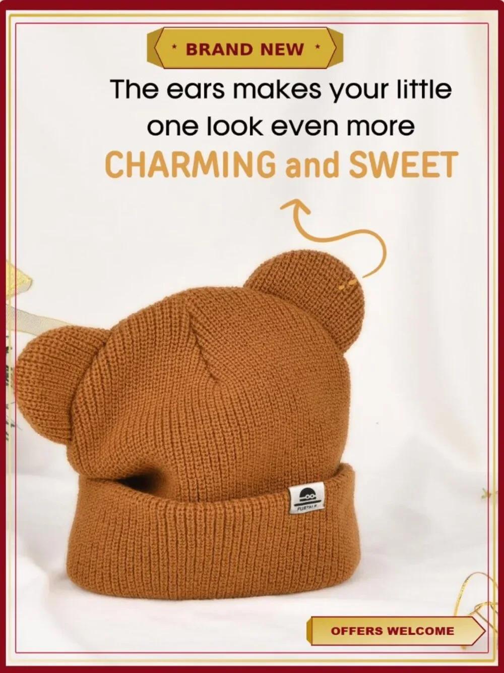 3 Pack Baby Beanie Winter Hat Bear Ear Infant Toddler Soft Knitted Skull Cap